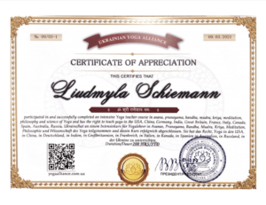 Liudmyla Schiemann - Yoga Philosophy Zertifikat - Prana Yoga Studio Essen