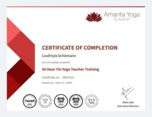 Yin Yoga Teacher Training Zertifikat - Lidmyla Schiemann - Prana Yoga Studio Essen